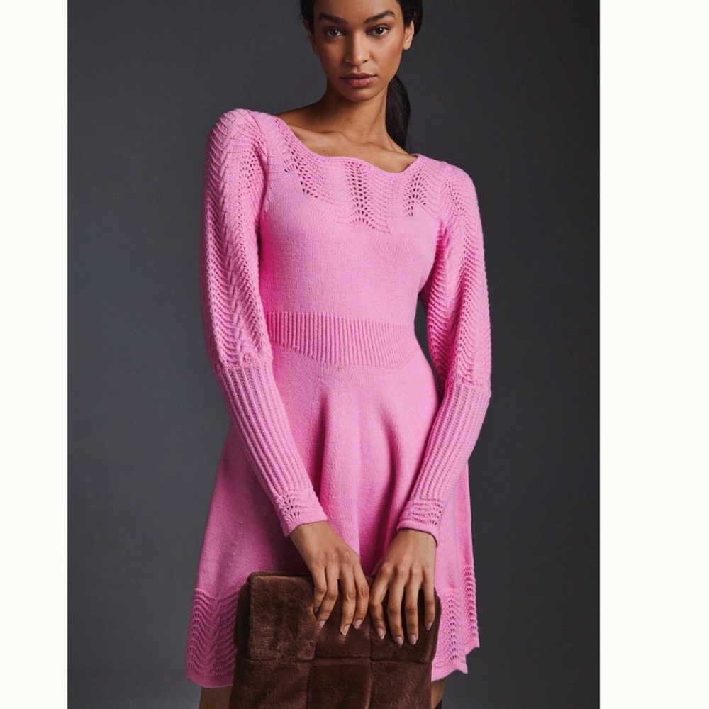 NWOT Anthropologie Pointelle Knit Sweater Dress size S
